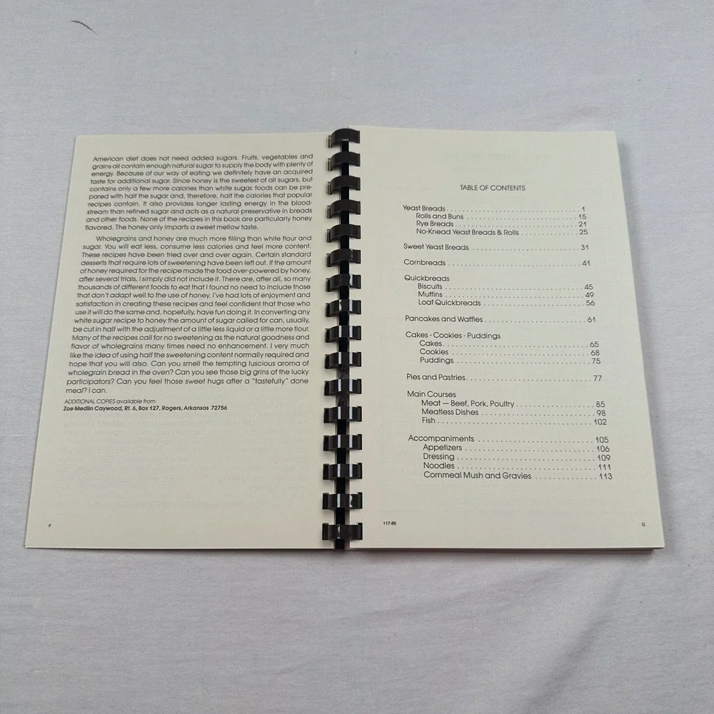 Vintage 86 War Eagle Mill Whole Grain Honey Cookbook Spiral Bound Unique Recipes